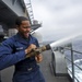 Fire hose familiarization aboard USS Nimitz