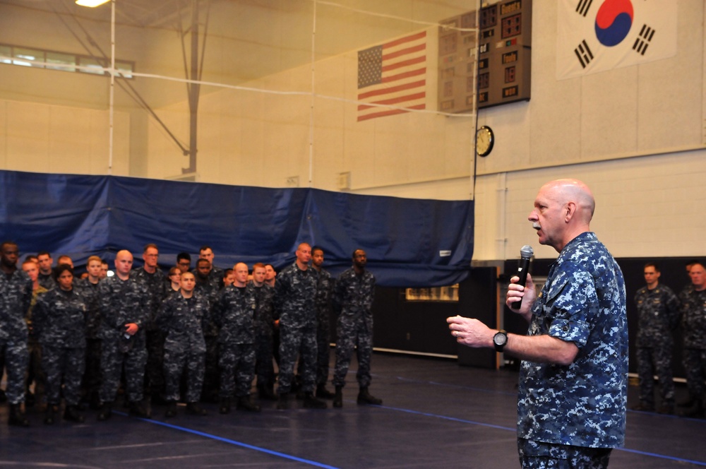 All-hands call at US Fleet Activities Chinhae