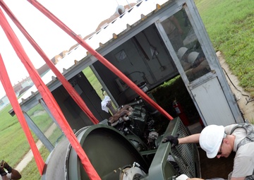 Air Force civil engineers relocate aircraft arresting systems