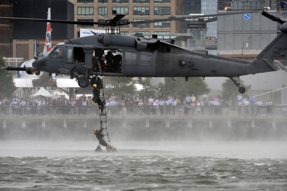 New York Air National Guard conducts water rescue demonstration in New York City