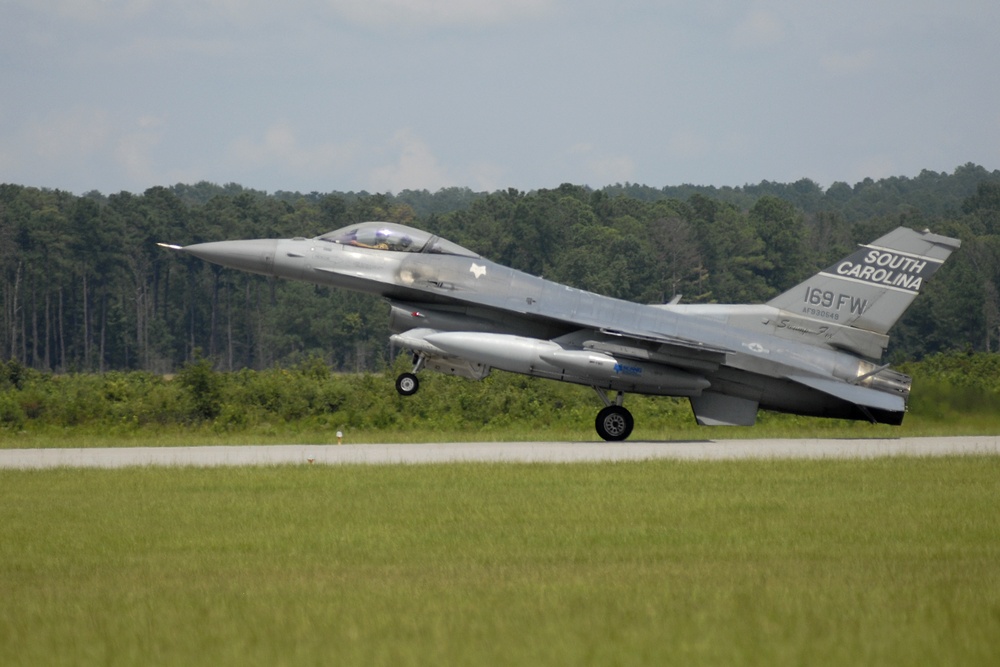 F-16's with the 157th Fighter Squadron return from Afghanistan