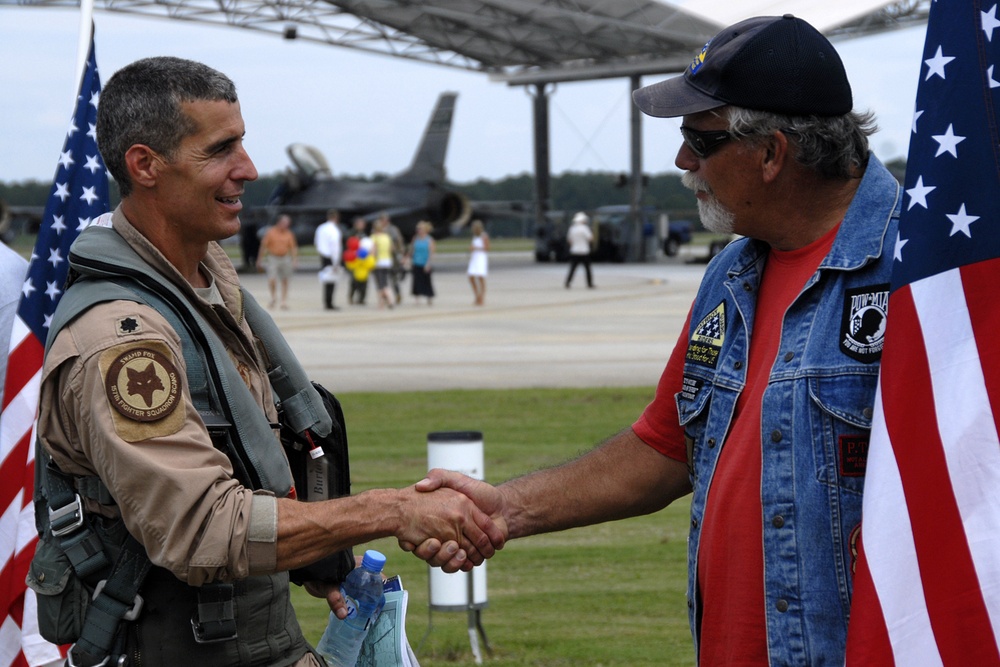 F-16's with the 157th Fighter Squadron return from Afghanistan