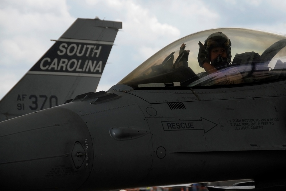 F-16's with the 157th Fighter Squadron return from Afghanistan