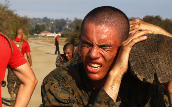Recruits use log exercises to build teamwork