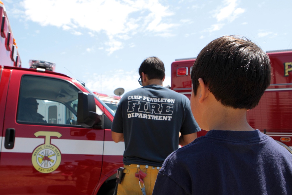 Child recognized as Camp Pendleton's honorary firefighter