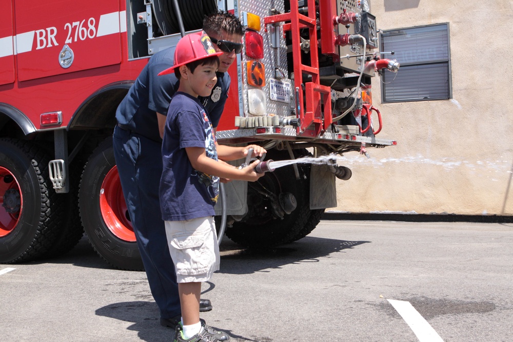 Child recognized as Camp Pendleton's honorary firefighter