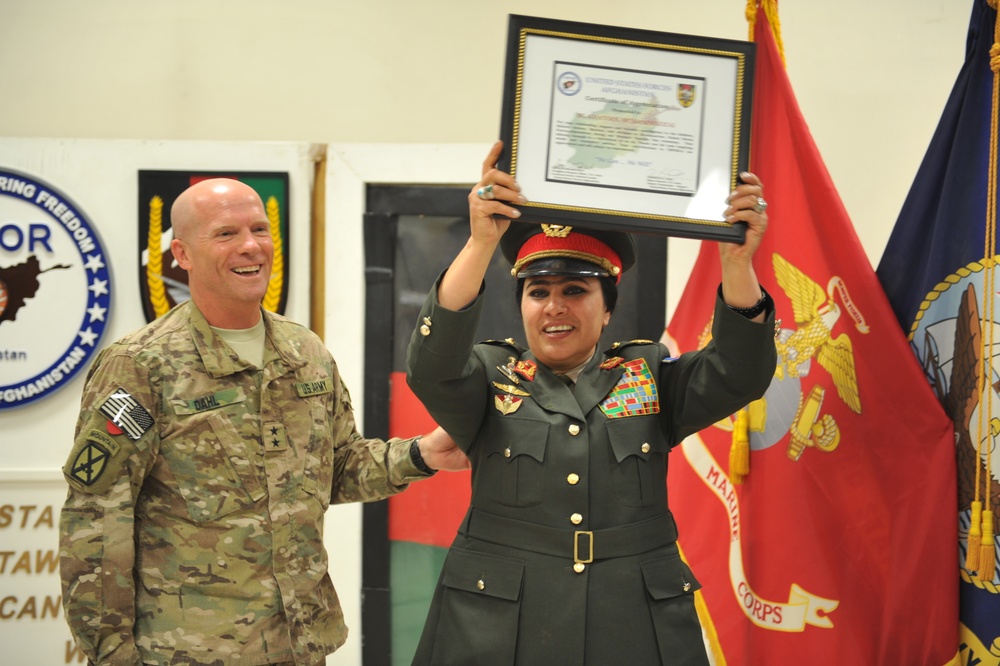 Afghanistan's first female general attends USFOR-A Women's Equality Day