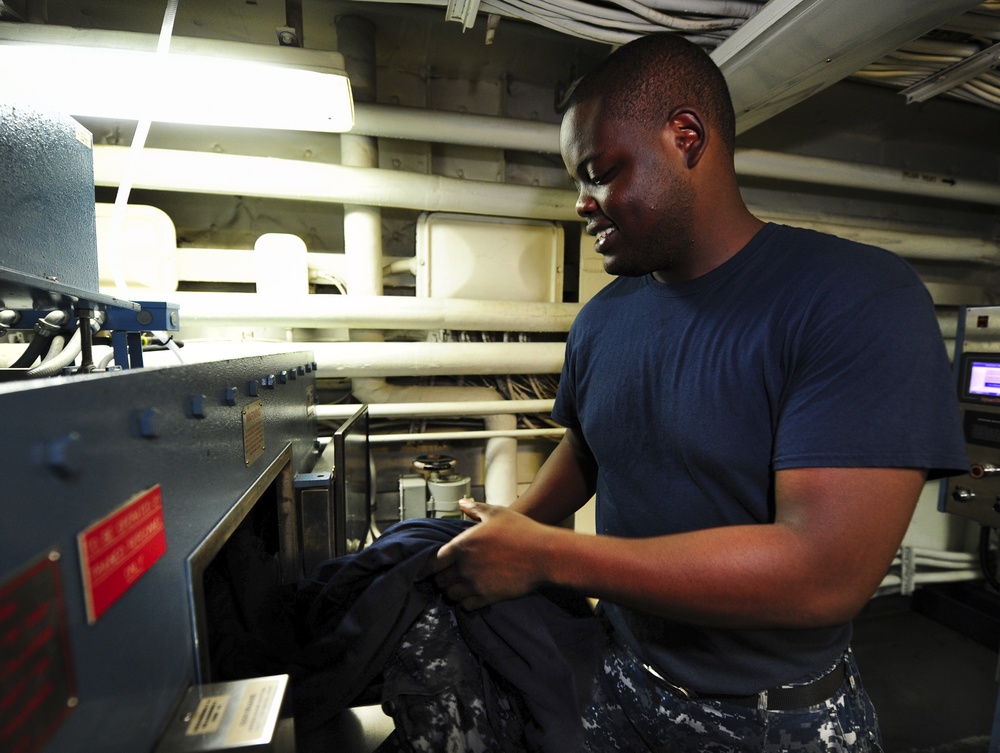 Cleaning aboard USS Tortuga