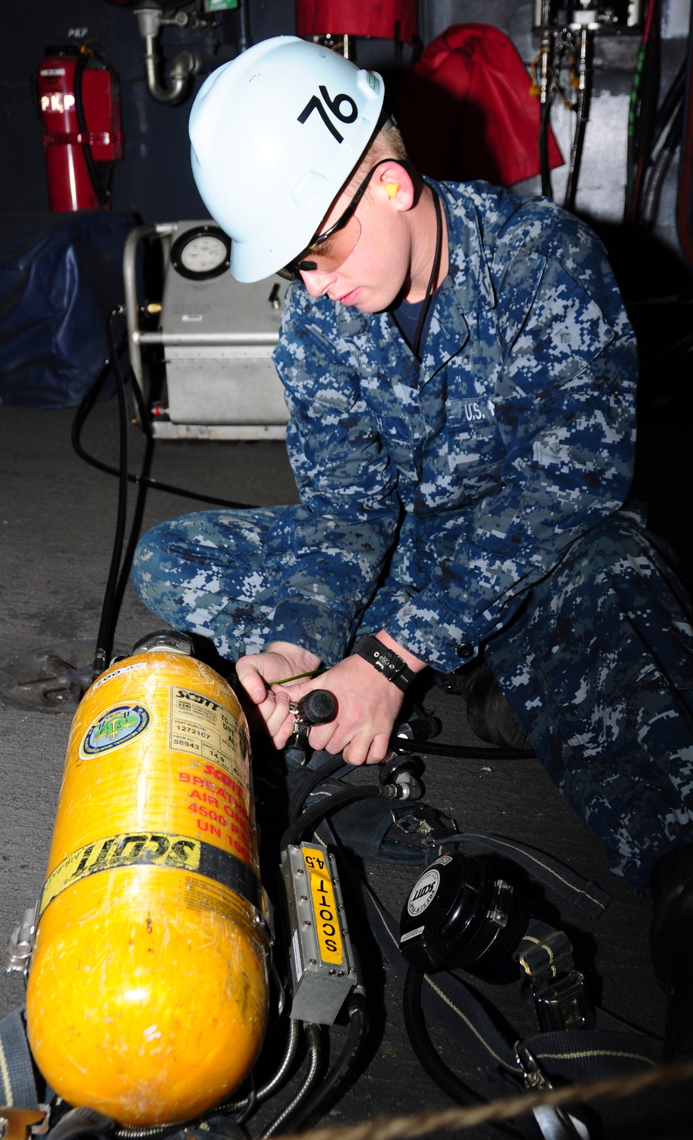 USS Ronald Reagan sailor preps for drill