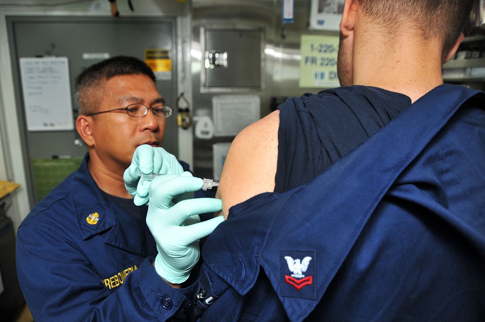 USS McCampbell sailors at work