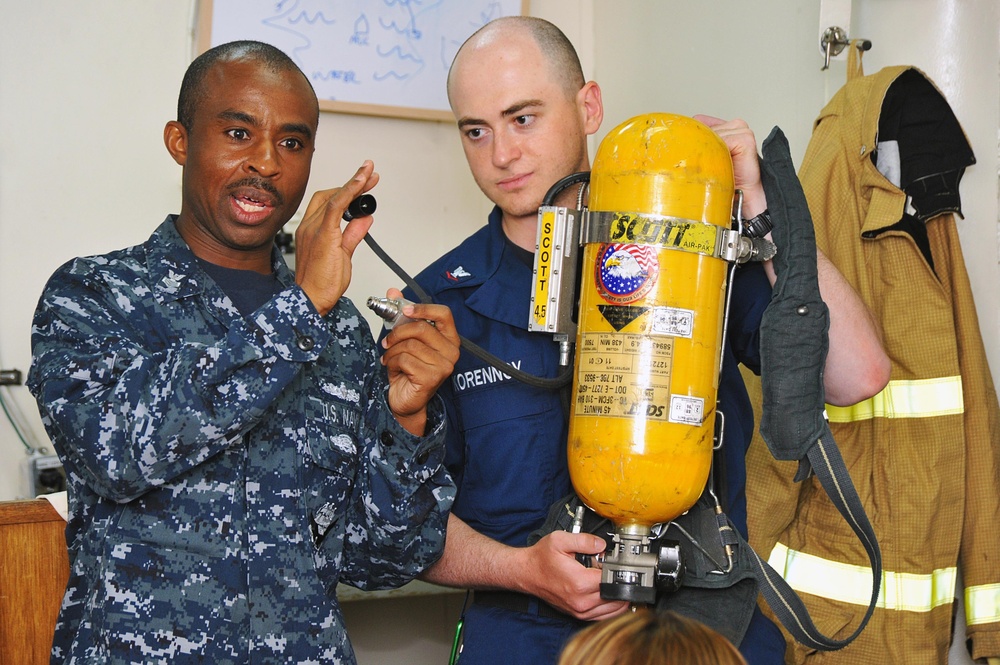 USS McCampbell sailors at work