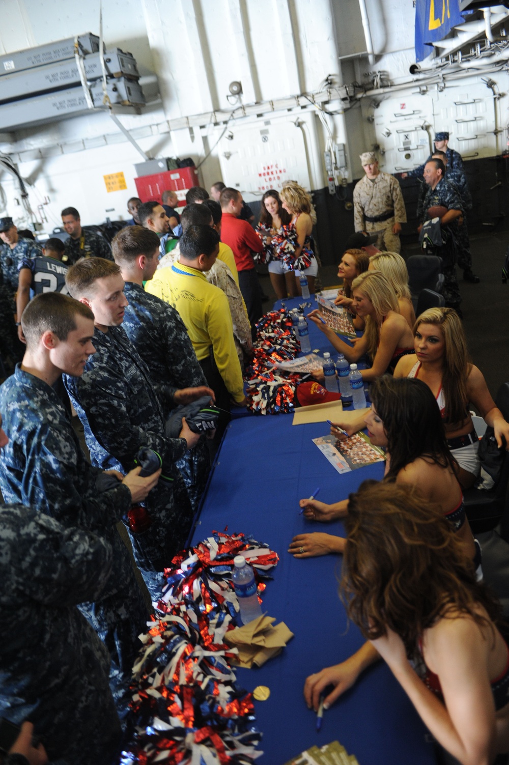 Seahawks cheerleaders aboard USS Makin Island