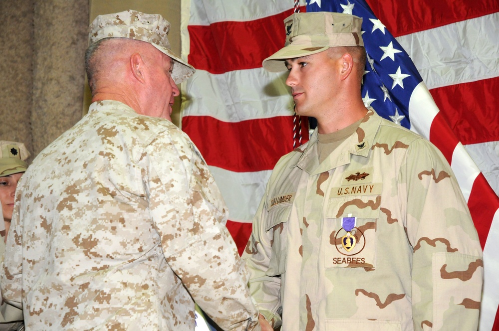 Seabees awarded Purple Heart