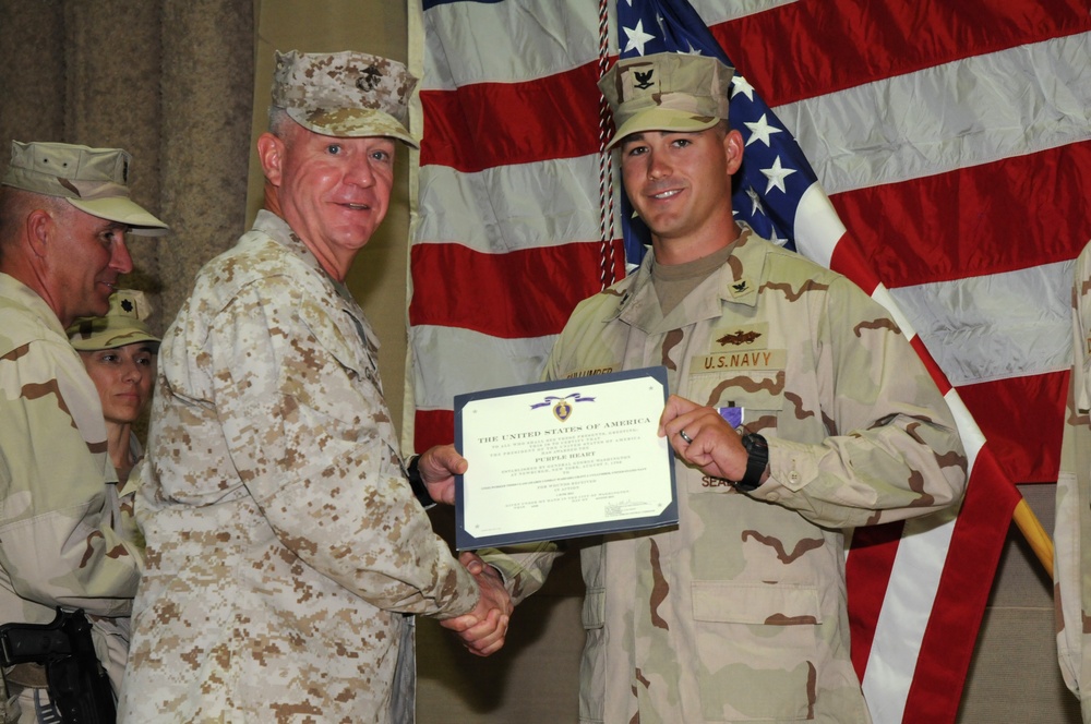 Seabees awarded Purple Heart