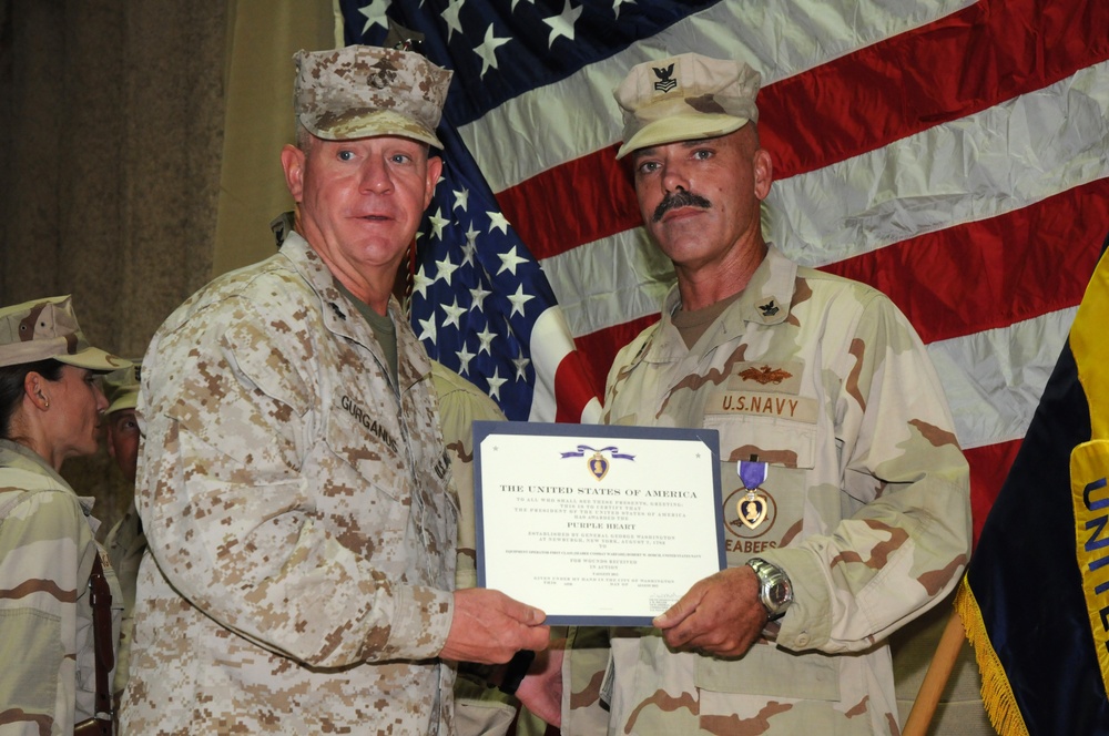 Seabees awarded Purple Heart