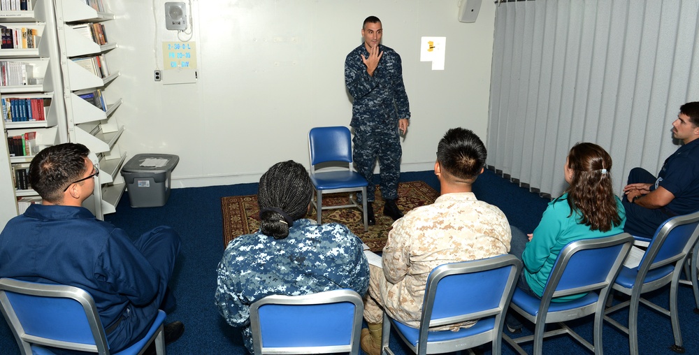 Sailors aboard USS Bonhomme Richard learn a new language
