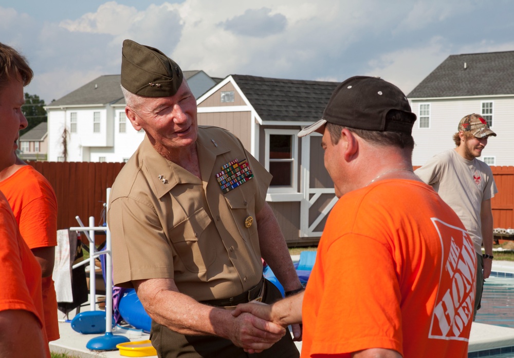 Home dedication and flagpole ceremony for Sgt.Maj. Mackey