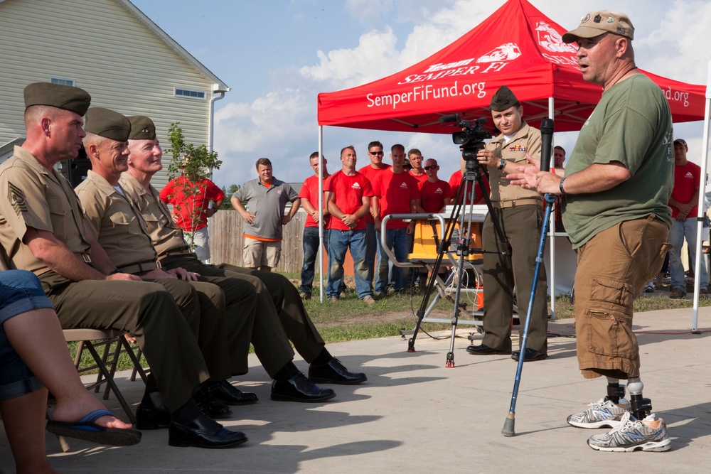 Home dedication and flagpole ceremony for Sgt.Maj. Mackey