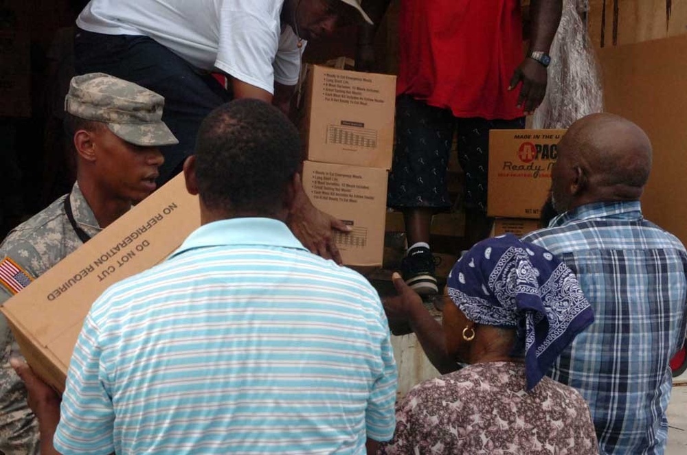Guard delivers food to the citizens of St. John Parish after Hurricane Isaac