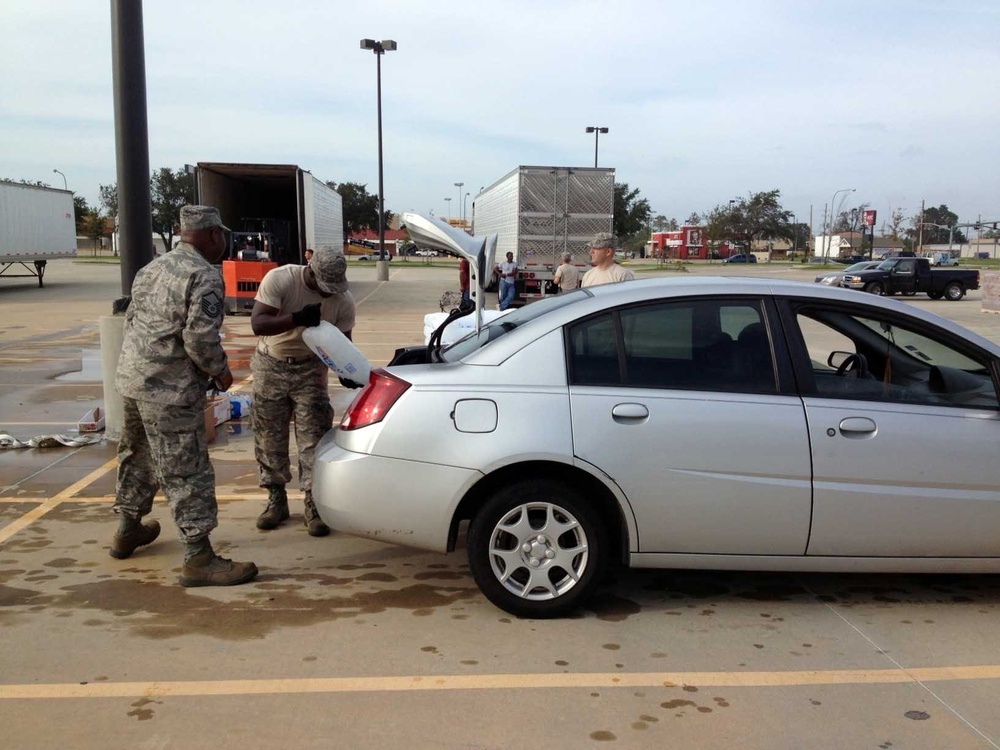 Louisiana National Guard provide  meals, water and ice to the citizens of Louisiana