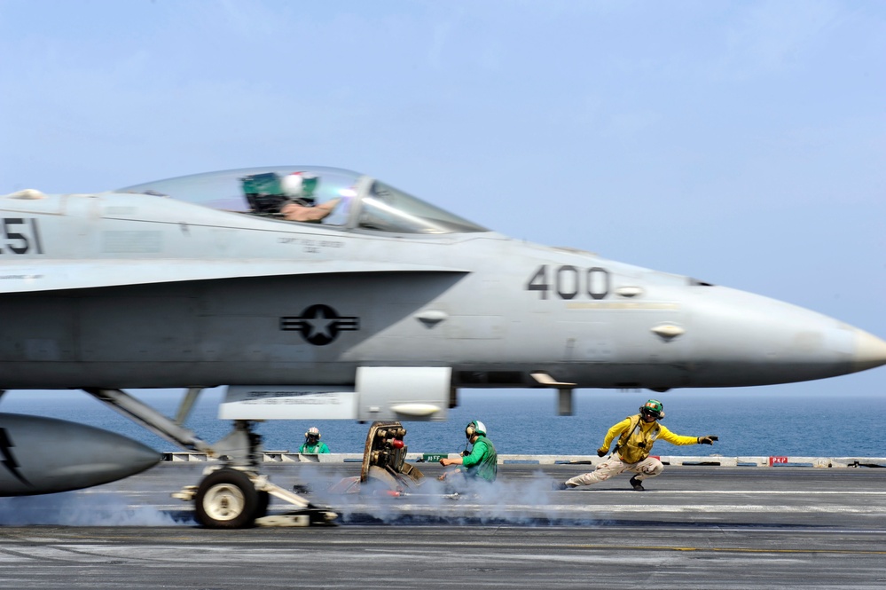 Launching an F/A-18C Hornet