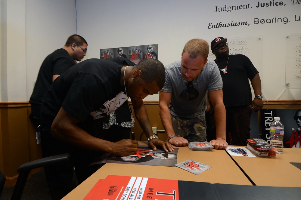 Trey Songz signs CDs at Naval Station Norfolk