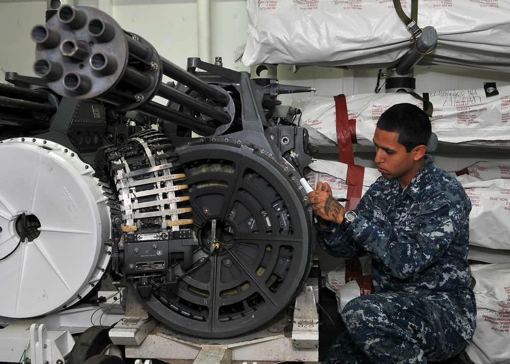 USS Ronald Reagan sailor at work