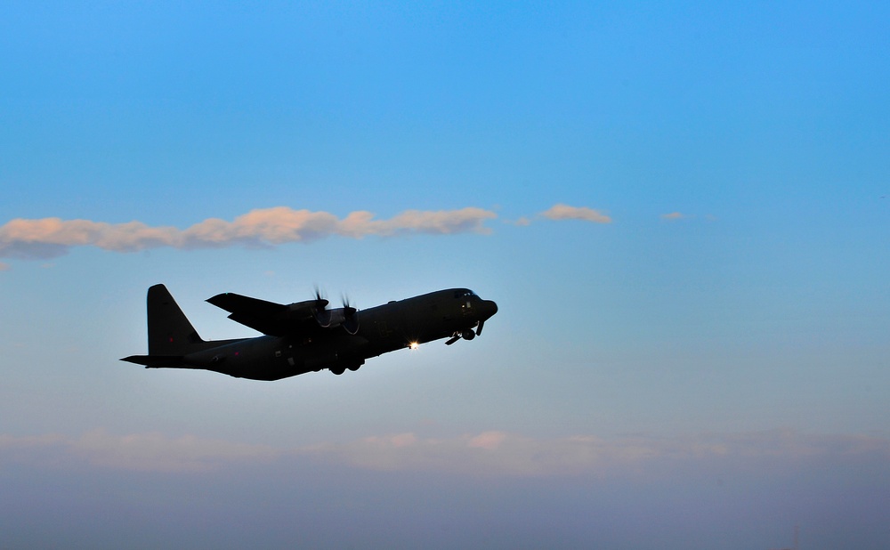 RAF C-130J Hercules takes off