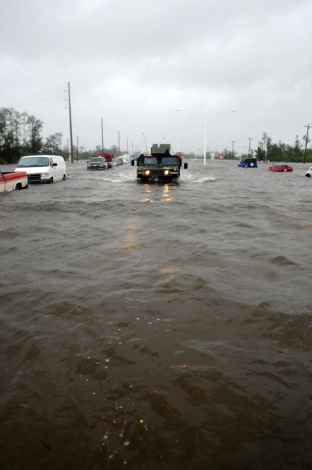 National Guard patrols flooded area