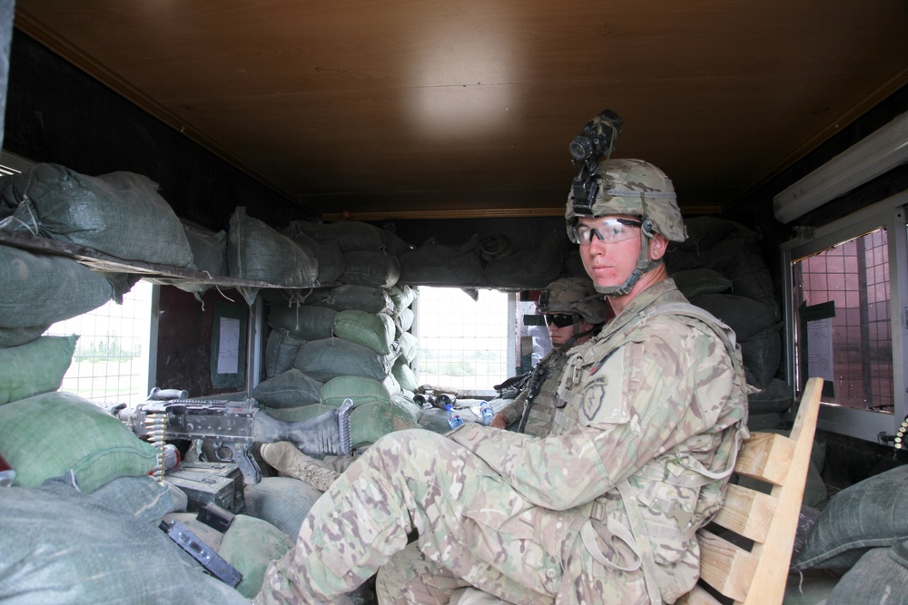 Manning a guard tower