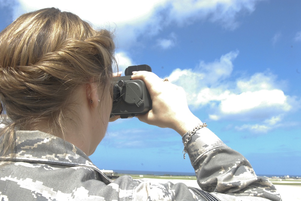 Airman uses laser range finder