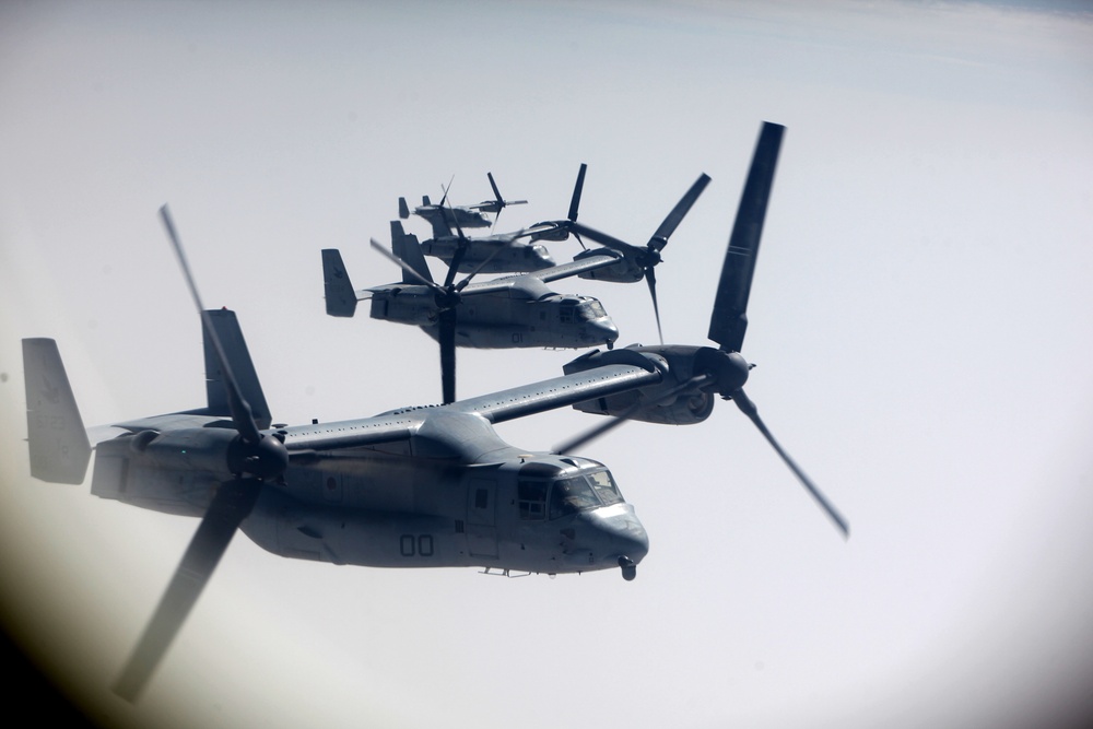 VMGR-352 aircraft escorts Ospreys to Arabian Sea, USS Iwo Jima