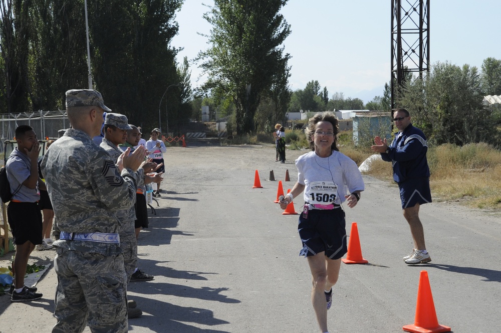 Deployed service members participate in Air Force Marathon at TCM