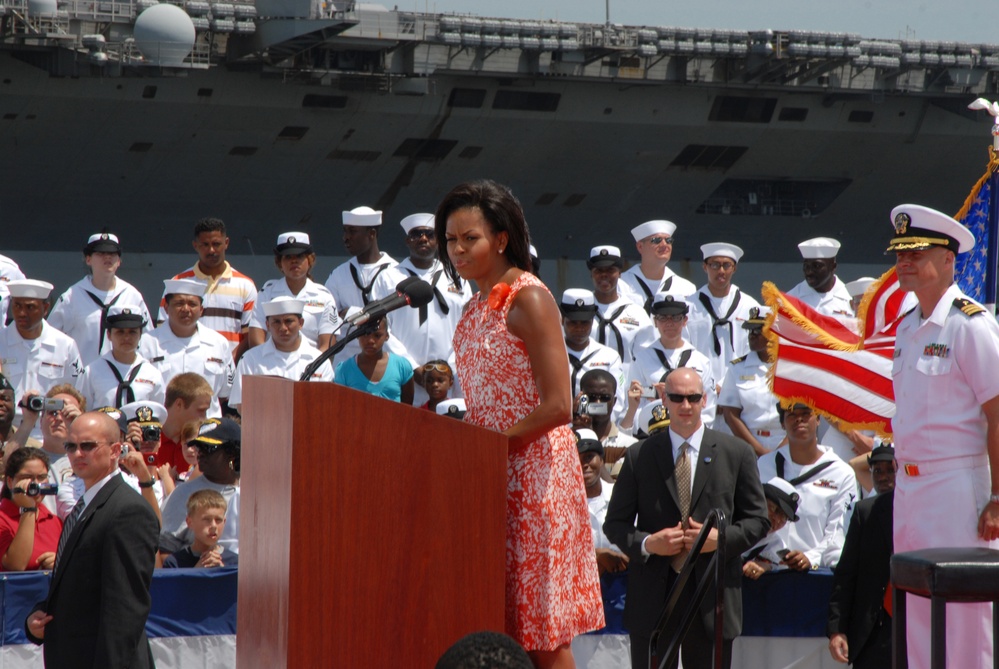 First lady at welcome home ceremony