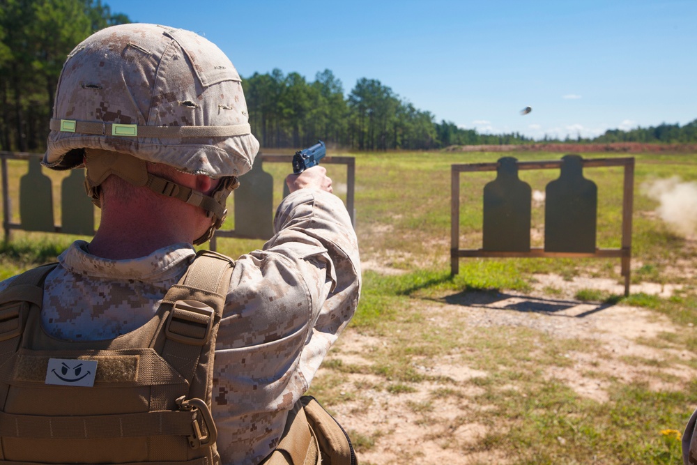 Command element trains in pistol skills