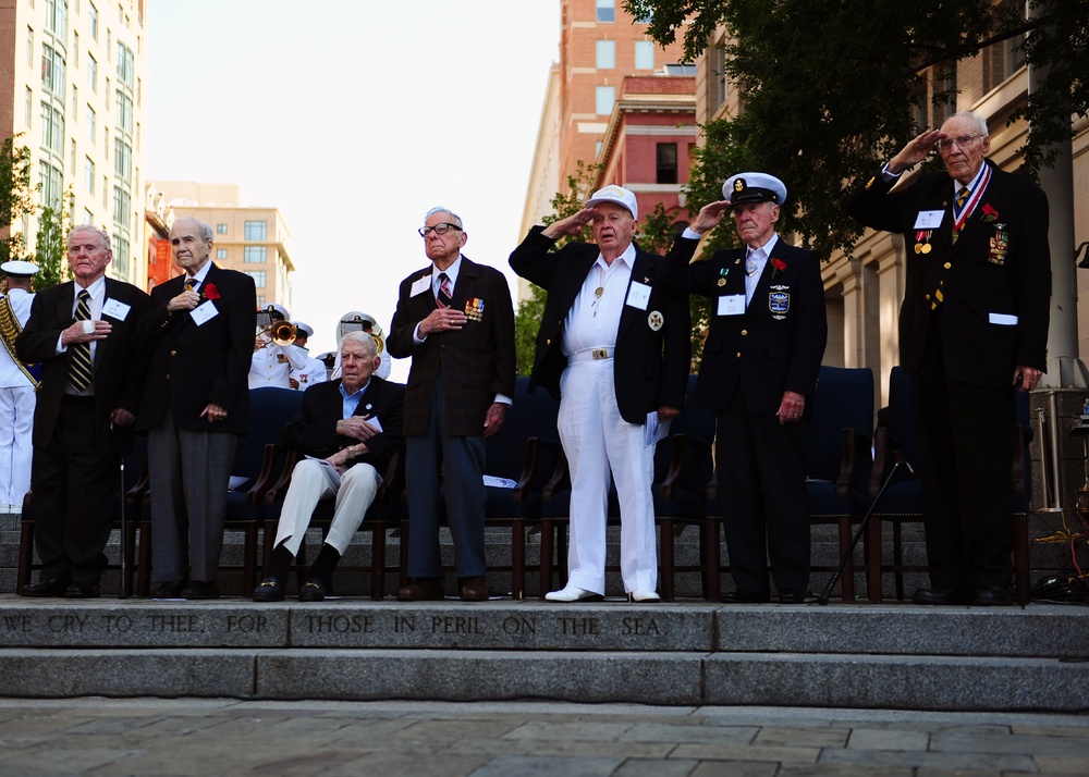 Wreath laying ceremony at the Navy Memorial