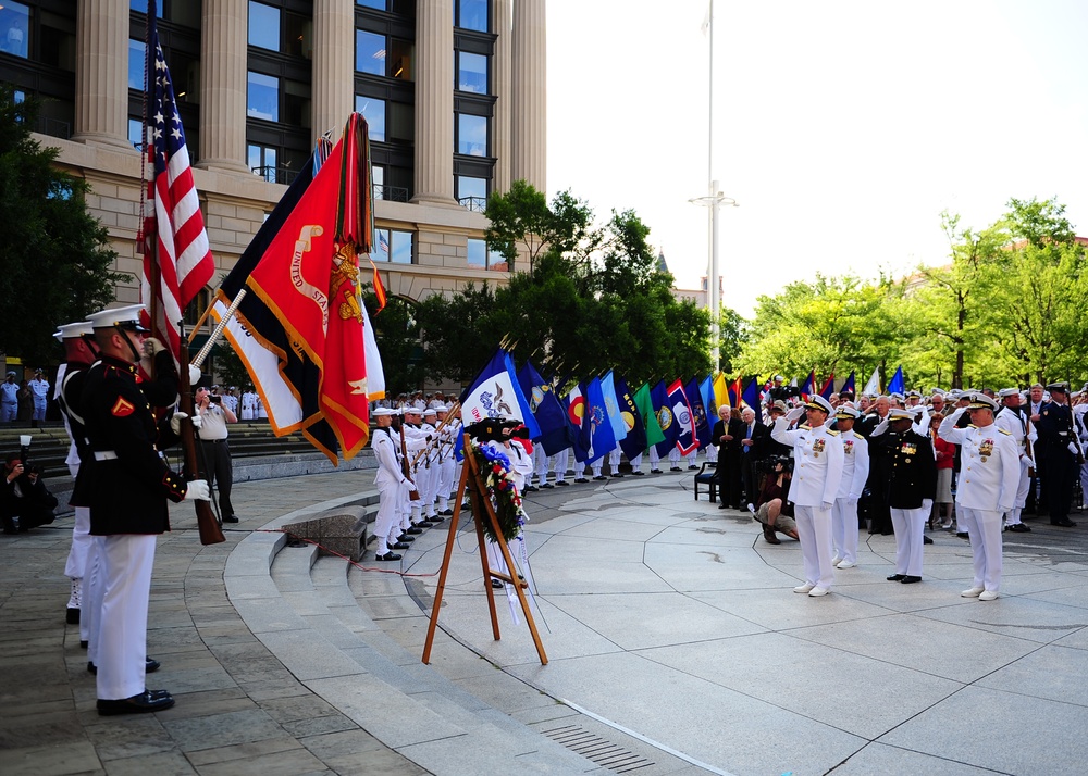 Wreath laying ceremony at the Navy Memorial