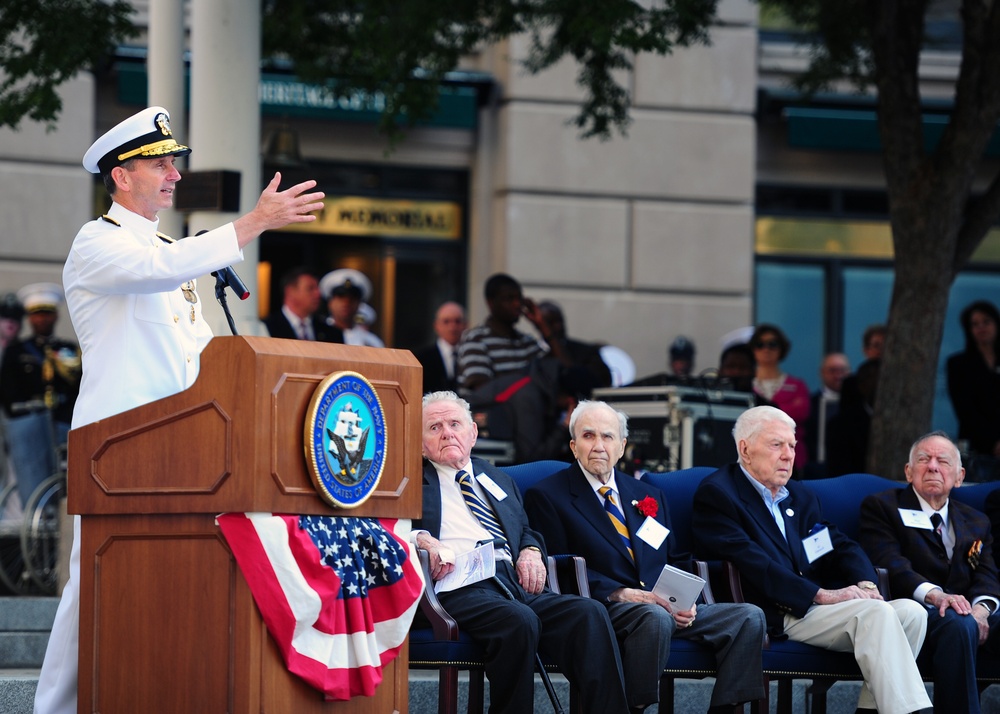 Wreath laying ceremony at the Navy Memorial