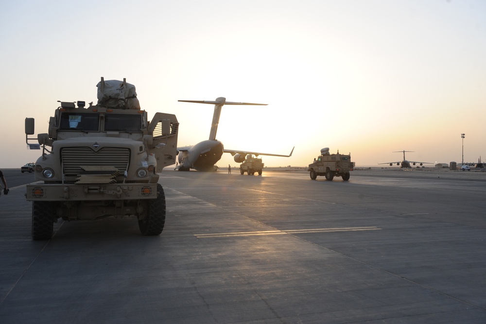 MRAP loaded onboard C-17 Globemaster III