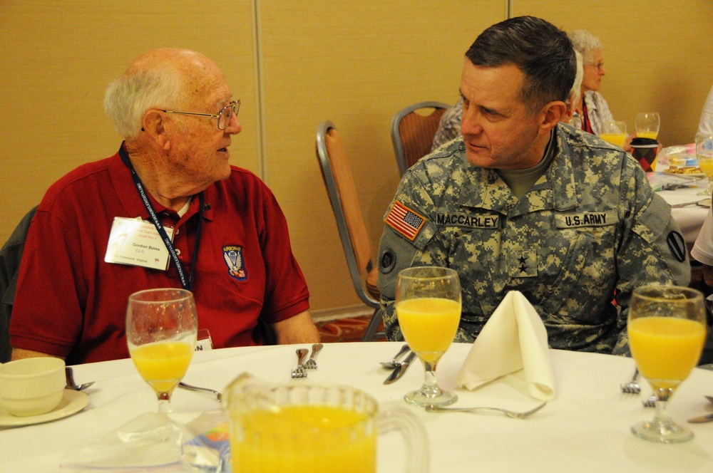 TRADOC Deputy Chief of Staff visits with World War II veterans of the 503rd Parachute Regimental Combat Team