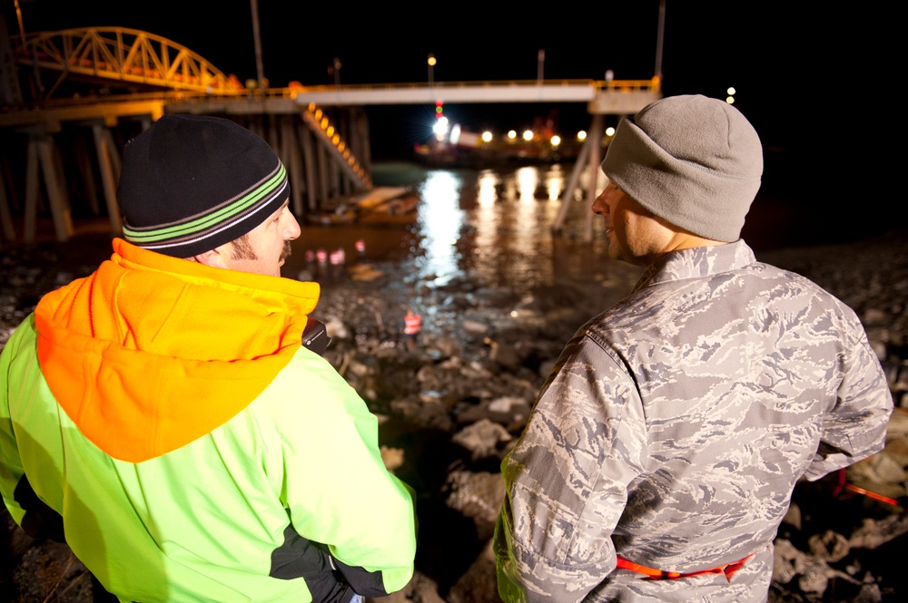 JBER airmen recover F-4 Fuel Tank from Port of Anchorage