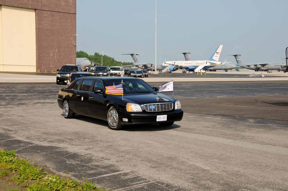 Vice President Joseph Biden's motorcade departs Stewart ANGB for US Military Academy, West Point Graduation