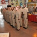 Chief petty officer selectees stand-by for the start of the chief petty officer’s pinning ceremony at Camp Lemonnier