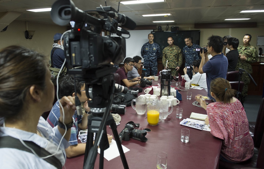 Press conference aboard USS Bonhomme Richard