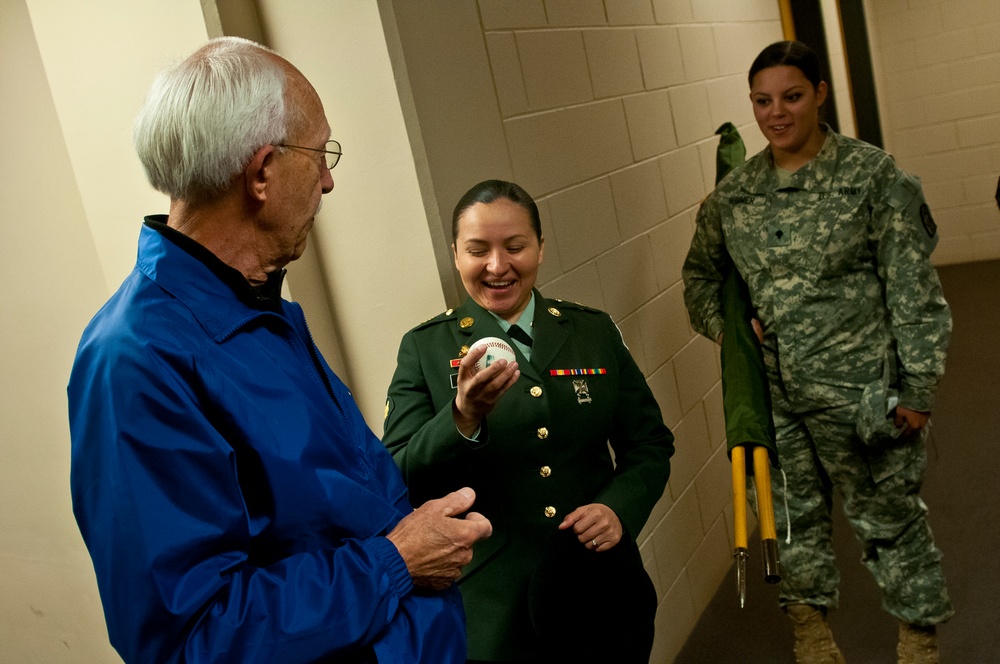 Soldier re-ups at Mariners’ home plate