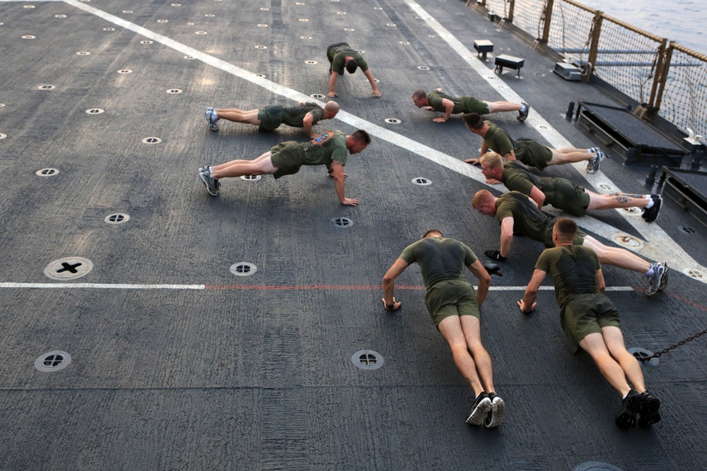 Leadership training is continuous for junior Marines deployed at sea