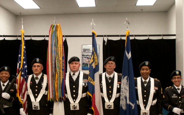 81st Regional Support Command Color Guard at a Panthers game