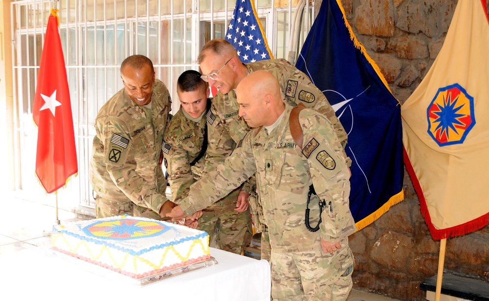 Deployed soldiers from 13th ESC celebrate unit’s 47th birthday in Afghanistan with teammates