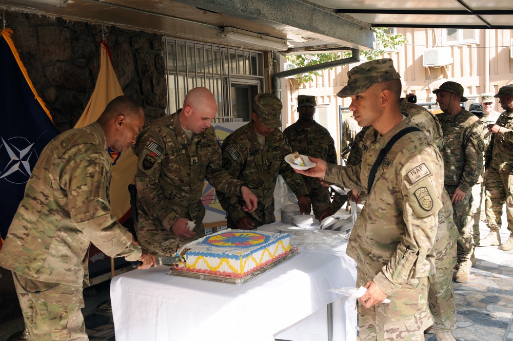 Deployed soldiers from 13th ESC celebrate unit’s 47th birthday in Afghanistan with teammates