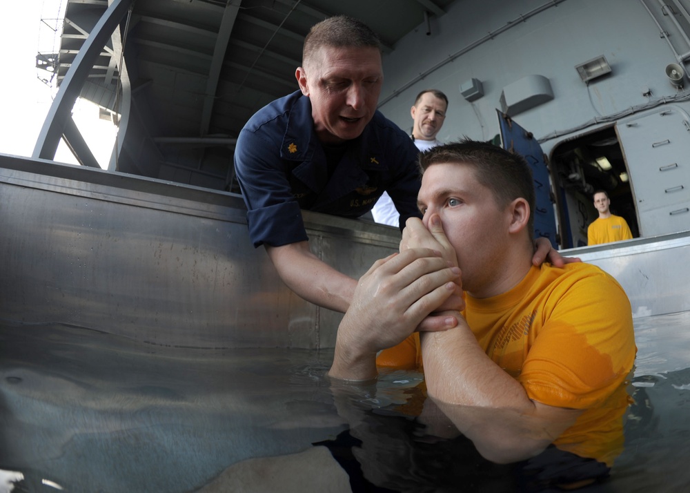 Baptism aboard USS Enterprise